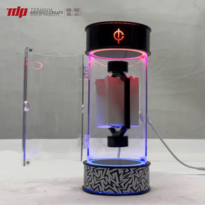 TERMEIN Vitrine en acrylique avec <span class=keywords><strong>cadre</strong></span> en bois et éclairage LED réglable de luxe pour figurines, modèles, trophées - Product Image 2