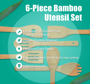 天然畅销竹制6件套餐具 竹制烹饪工具 竹制厨房用具套装 - Product Image 6