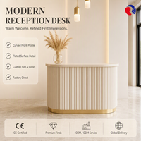 Comptoir de réception pour salon de beauté, comptoir moderne en bois avec éclairage LED pour l'espace de réception du magasin