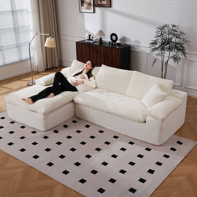 Compressed Modular Sectional Sofa Vacuum Packed High Density Foam L-Shape Fabric Cover in a Box Upholstered Wholesale OEM