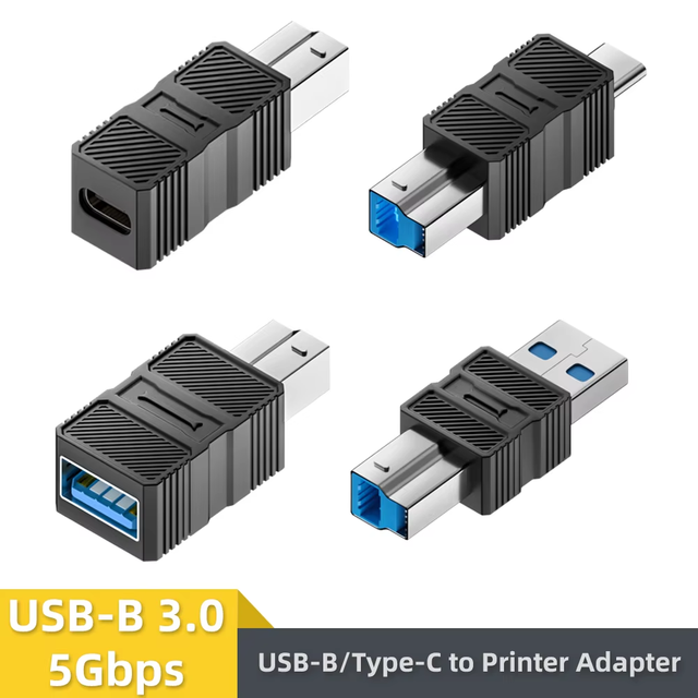 USB B 3.0 Adapter USB B Male Connector Converter 5Gbps USB B to USB A/C Compatible with Printer Scanner External Hard Drivers