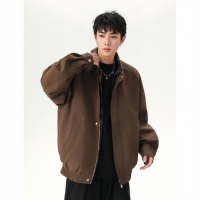 Nouvelle veste en toile décontractée pour l'automne, coupe-vent, col montant, fermeture éclair verticale, design brodé, tendance