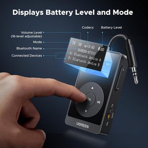 Transmisor y Receptor Bluetooth 5.3 UGREEN para Avión, para 2 <span class=keywords><strong>Airpods</strong></span>, AptX Adaptive/HD Audio, Adaptador Bluetooth Auxiliar de 3.5mm - Product Image 5