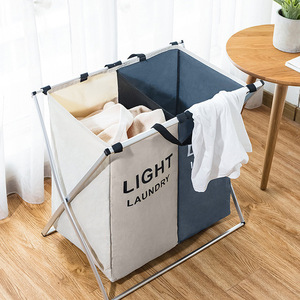 Panier à linge en tissu Oxford, imperméable et pliable, avec 3 compartiments – Vente chaude - Product Image 4