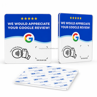Plaque d'avis Google en acrylique vierge avec carte NFC intelligente Ntag213, support adhésif et code QR imprimé pour table de café ou restaurant
