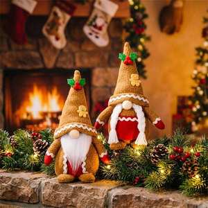 Muñeco de jengibre navideño hecho a mano de 18 cm, estatua de hombre de jengibre de pie para decoración de mesa navideña - Product Image 1