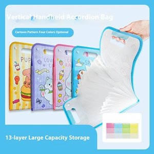 Student <strong>Portable</strong> A4 Test Paper <strong>File</strong> Bag 13-Cell Vertical Cartoon Multi-Layer Folder Transparent Leather Wholesale - Product Image 2