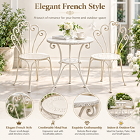 Ensemble bistrot minimaliste de style français en métal, 3 pièces, table et chaises de patio pour jardin, balcon
