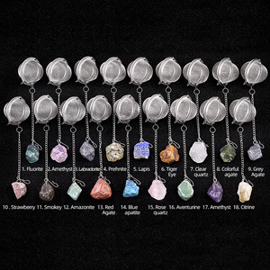 Infusores de Té de Acero Inoxidable 304 con Piedra Natural en Bruto Cristal de Amatista y Cuarzo Rosa Colador de Té en Bola para Especias - Product Image 1