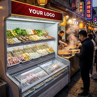 Table de buffet à double température pour la présentation d'aliments froids, réfrigérateur commercial pour boissons, idéal pour les supermarchés.