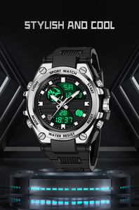 Montre-bracelet tendance pour homme, montre numérique de sport, montres numériques colorées dorées à double fuseau horaire pour garçons et enfants - Product Image 4