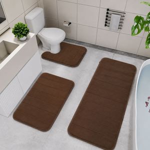 Ensemble de tapis de salle de bain en polaire corail Cangming, antidérapant, absorbant, moderne, couleur unie, lavable à la main, pour toilettes et baignoire - Product Image 3
