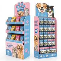 Présentoir de sol en carton ondulé pliable pour produits pour animaux de compagnie, personnalisé, facile à assembler, autoportant, sans montage
