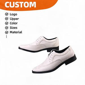 Scarpe Oxford Brogue <span class=keywords><strong>Bianche</strong></span> Premium da Uomo con Punta a Coda di Gabbiano, Suola in Gomma Confortevole, Fodera in PU, Antiscivolo, Allacciate, per Cerimonie - Product Image 6