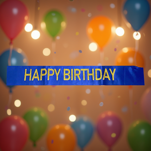 Banda Azul de Feliz Cumpleaños con Letras Doradas, Decoración Elegante para Fiestas, Bolsa de 12 Piezas - Product Image 3