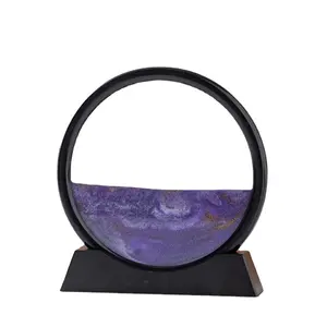 3D Moving Sand Art Frame Round Glasses Deep Sea Sand In Motion Display Desktop Decorations Flowing Painting Liquid Sand Art