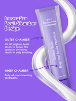 Dentifrice de voyage innovant à double chambre et double tube, formule menthe 2-en-1, sérum blanchissant et pâte nettoyante douce pour la marque 2