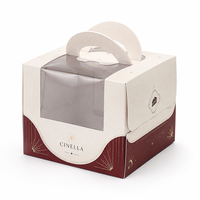 Boîte à gâteau personnalisée avec logo pour anniversaire, emballage en carton pour cupcakes, pâtisseries, boulangerie, boîte à gâteau en papier avec poignée et fenêtre