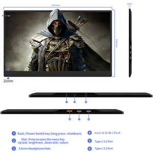 หน้าจอ IPS ขนาด 17.3 นิ้ว จอภาพพกพาสำหรับเล่นเกมส์ จอภาพพกพาสำหรับแล็ปท็อป ความละเอียด 1920*1080 บริการ OEM - Product Image 3