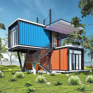 Rumah prefabrikasi rumah lipat modular 20 kaki 40 kaki kontainer restoran & Bar membangun rumah prefab kantor rumah kecil lipat