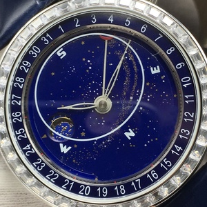 Reloj de Pulsera Clásico Automático para Hombre con Diseño de Cielo Estrellado, Brújula, Fase Lunar, Bisel con Diamantes, Correa de Cuero, Resistente al Agua - Product Image 2
