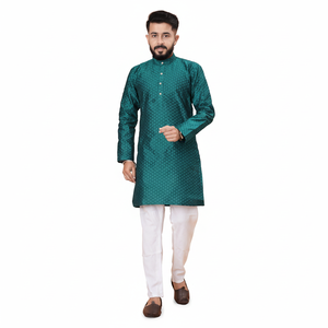 Ropa de chaqueta propia India y paquistaní, pijama Kurta hecho de seda y poliéster para bodas y festivales - Product Image 1
