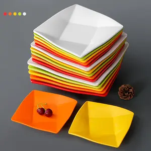 New Arriving 6"/7"/8" /9"/10" Colorful Square Nine Grid Melamine Dishes Plate For Restaurant With Our Logo