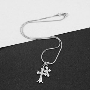 Hot Selling Minimalist Exquisite <b>Titanium</b> Steel Double Cross Pendant Necklace Personalized Men's Necklaces Fashionable Jewelry - Product Image 3