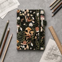 Carnet à couverture rigide personnalisé avec impression, motif floral vintage, fermeture élastique, bloc-notes pour journalisation
