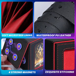   Boîte de rangement pour cartes à double pochette (100+ cartes) avec double fenêtre de visualisation et fermeture magnétique en cuir PU pour jeux TCG, CCG, PTCG - Product Image 3