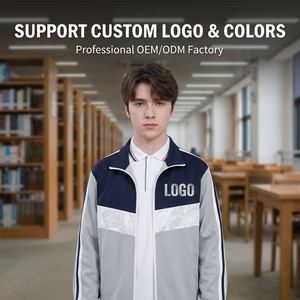 521004M Custom Design School Uniforms Sporty Style Zipper Top and Side Stripe Pants for Primary School - Product Image 4