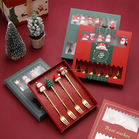 Ensemble de couverts de Noël en acier inoxydable avec manches Père Noël, Bonhomme de neige et Renne, coffret cadeau pour les fêtes