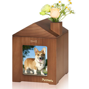 Petitian Wooden Pet <b>Urn</b> Rectangle Shape With Photo Window For Dog <b>Cat</b> Memorial Cremation Ash Storage Durable Material - Product Image 1