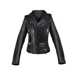 Chaquetas de Motociclista de Cuero Genuino 2026, Ajustadas, Negras, con Cuello Acolchado, para Mujer, Chaqueta de Carreras, Chaquetas de Cuero PU - Product Image 1