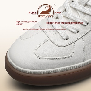 Chaussures de skate décontractées Gongyang en cuir véritable blanc pour homme, collection Printemps/Été 2026, semelle souple, doublure en cuir de vachette respirante - Product Image 3