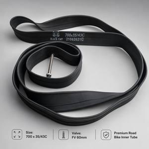 고품질 블랙캣 <span class=keywords><strong>700C</strong></span> 700x23/25 700x28/32 700x35/43 부틸 고무 슈레더 밸브 프레스타 밸브 이너튜브 (로드 바이크용) - Product Image 2