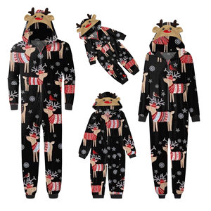 Venta Caliente 2024 <span class=keywords><strong>Pijamas</strong></span> Familiares Navideños con Estampados Navideños, Mono con Capucha y Cremallera para Padres e Hijos, Conjuntos Familiares a Juego - Product Image 2