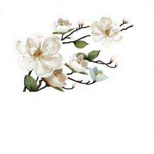 Panel Decorativo con Diseño de Flor de Magnolia, Impresión en Lienzo, Color Marfil Suave, Arte Floral para Pared, Enmarcado Transparente, para Colgar - Product Image 1