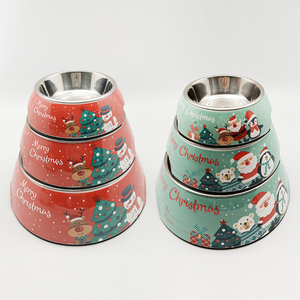 Mangkuk Stainless Steel Keramik, Mangkuk Makanan Hewan Peliharaan Kucing Anjing Kustom Natal - Product Image 6
