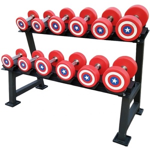 Manubri Commerciali Captain America in Ferro Rivestiti in TPU con Testa Rotonda, da 2,5 a 50 kg, Pronti per la Spedizione - Product Image 3