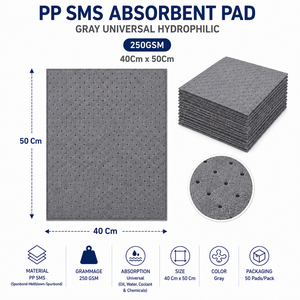 Almohadilla Absorbente Lite Gris 40x50cm - Tapete Universal de Fibra de Polipropileno Hidrófilo - Product Image 2