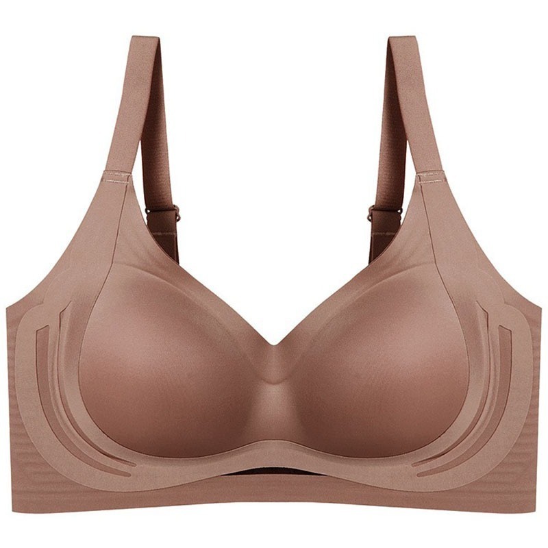 High Quality Breathable Wireless Seamless Rhinestone Solid Comfortable Ice Silk V Shaped Push-up Ultra-thin 3/4 Cup Bra Women