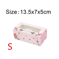 Nouvelle forme de rectangle couleur rose boîte de tartes aux oeufs portugais étui à dessert avec fenêtre de panda mignon