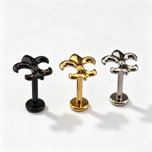 Boucles <span class=keywords><strong>d</strong></span>'oreilles en titane ASTM F136 non filetées, en forme <span class=keywords><strong>d</strong></span>'ancre de pirate, bijoux de corps tendance, vente en gros - Product Image 2