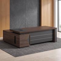 Bureau de direction en L durable au design moderne en bois pour patron, usage domestique ou professionnel