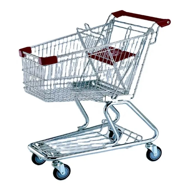 Chariots américains de supermarché de chariot de magasin en métal du style 125L avec le panier en acier