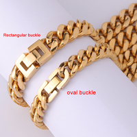 Collier Chaîne Maille Cubaine Hip Hop Homme 18 Carats Plaqué Or Acier Inoxydable Maille Miami