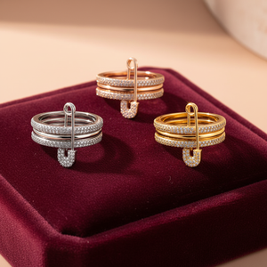 Anillo Unisex Ajustable, Regalo para Él y Ella, Broche Desmontable, Cobre con Microincrustaciones de Circonio, Moderno y Personalizado - Product Image 5