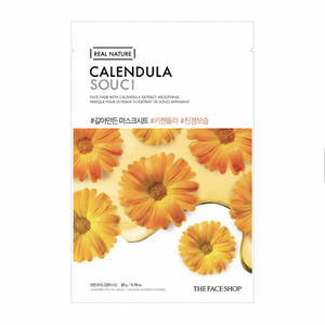 THEFACESHOP Paquet de 10 feuilles de masque facial au calendula, véritable nature, vitamine C, collagène pour blanchir, raffermir et hydrater - Product Image 2