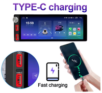 Autoradio 6,86 pouces Carplay Android Auto 1Din Lecteur stéréo de voiture Multimédia Vidéo avec BT FM USB Type-C Charge Player